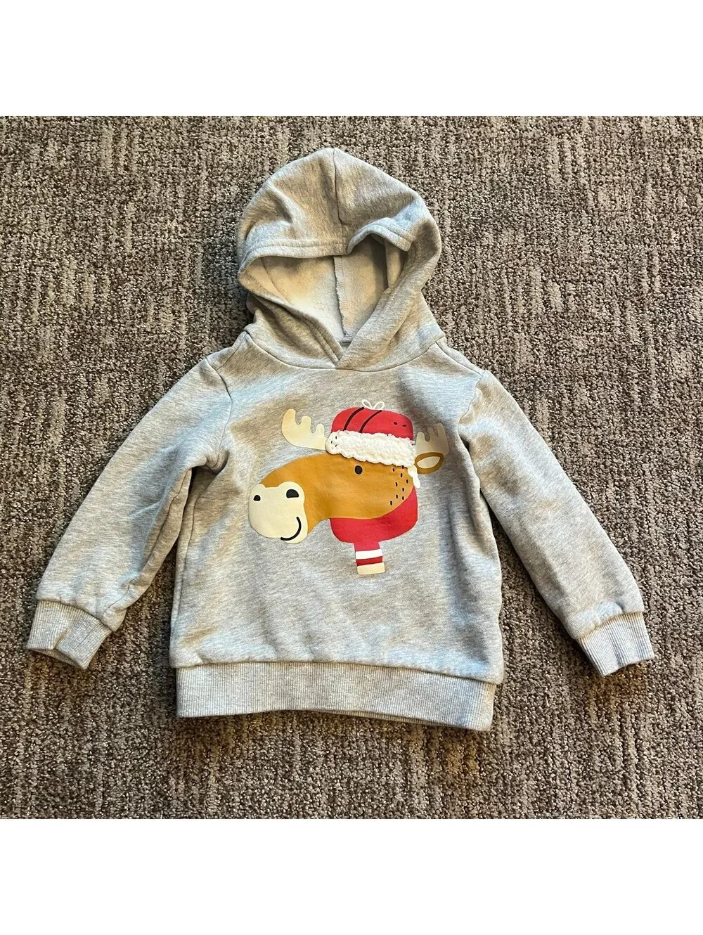 Baby boy winter moose hoodie, hooded sweatshirt, size 2T, gray , Carter’s